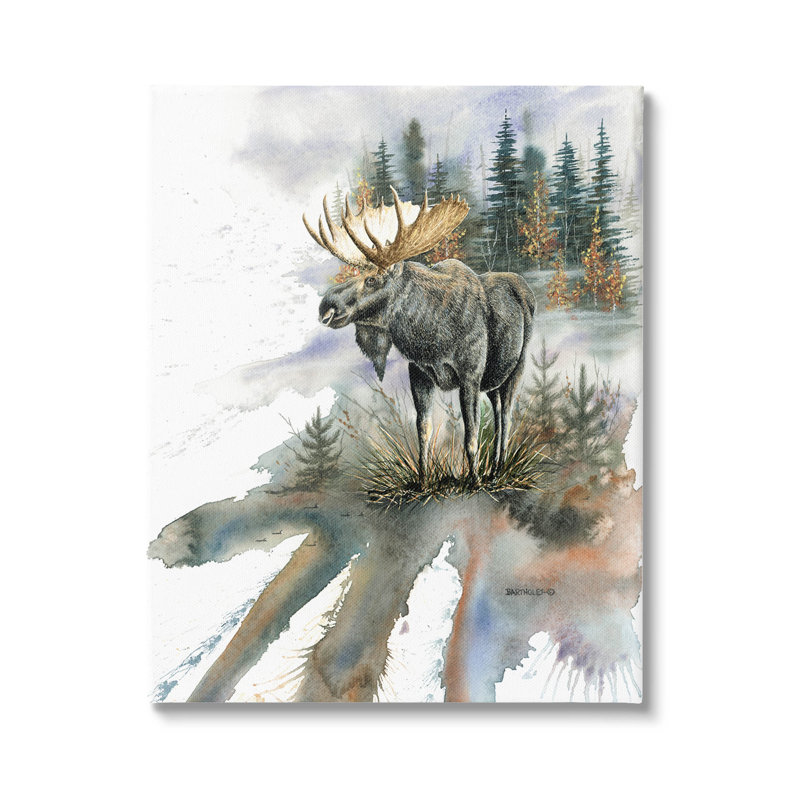 "Moose Distant Forest Arrangement", art mural par Dave Bartholet, H 20 po x l 16 po x P 1,5 po