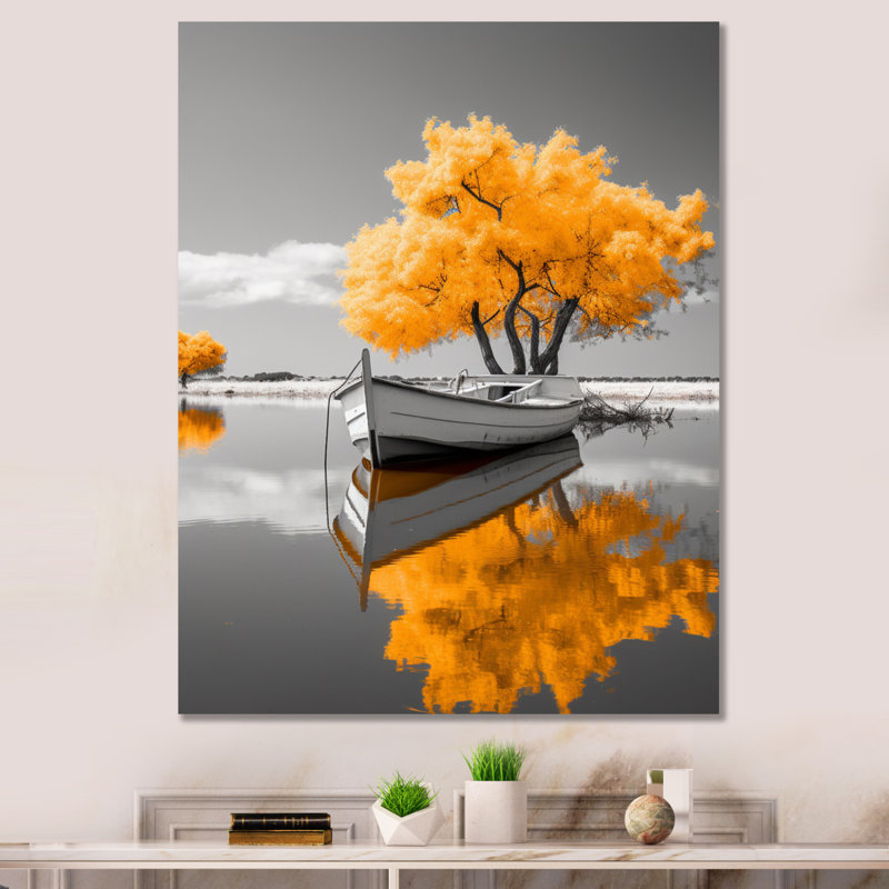 Monochromes de bateaux jaunes - I, H 44 po x l 34 po x P 1,5 po, Toile tendue