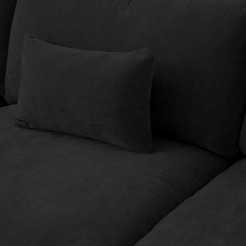 Upholstered U-shaped Symmetrical Sectional With Ottoman, Black Foam