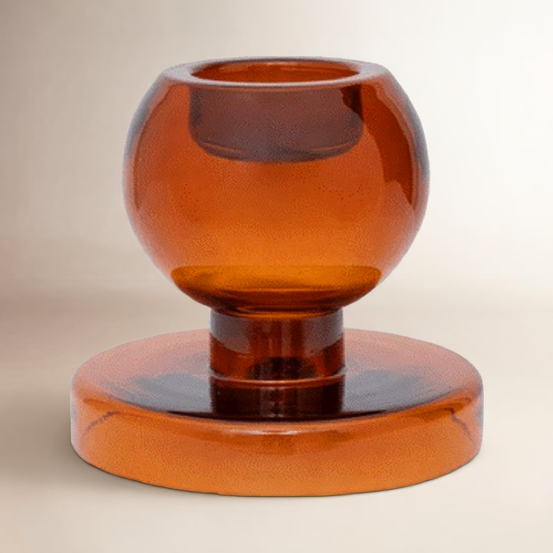 Photophore en verre Geri, Orange abricot