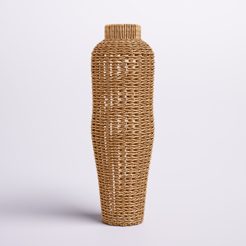 Vase de table en jacinthe d'eau et en rotin brun Cénédra, H 30 po x l 9 po x P 9 po