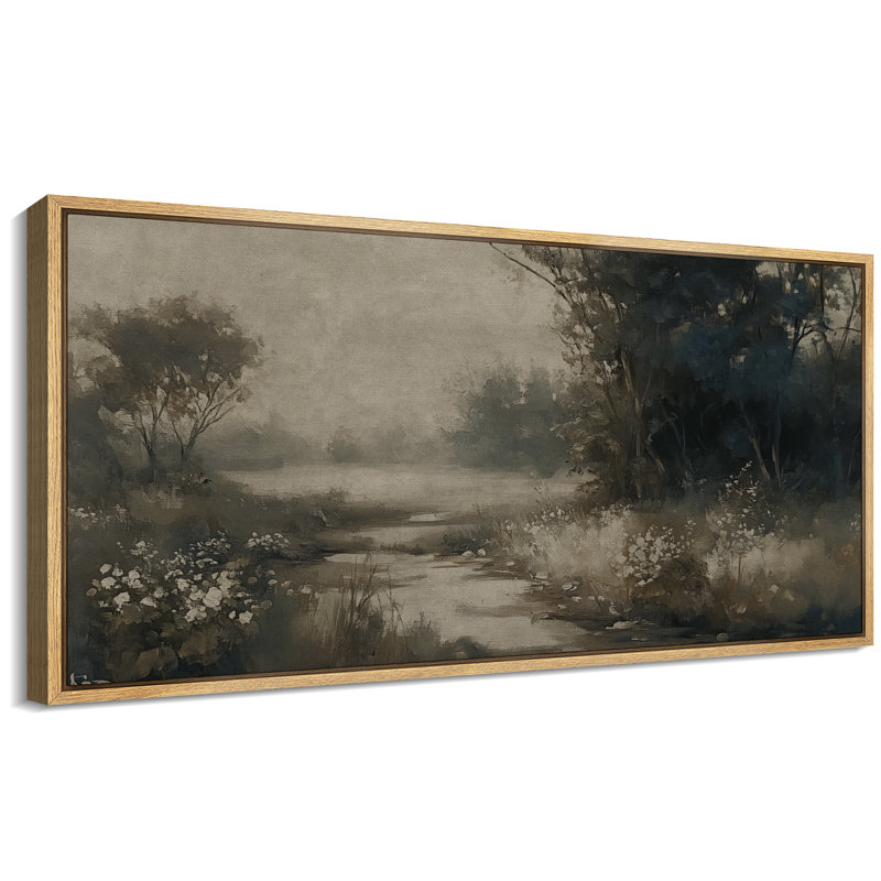 «Moody Dark Green Forest», art mural paysage rustique, impression numérique sur toile, art numérique, Naturel