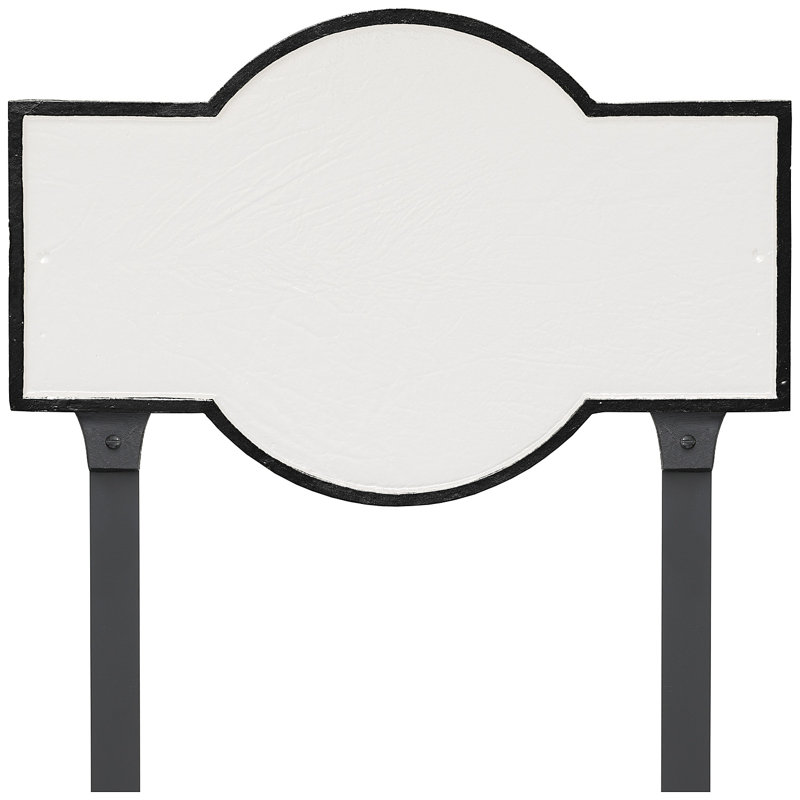 Plaque d'adresse rectangulaire avec piquets Canterbury, Blanc / Noir, Oui