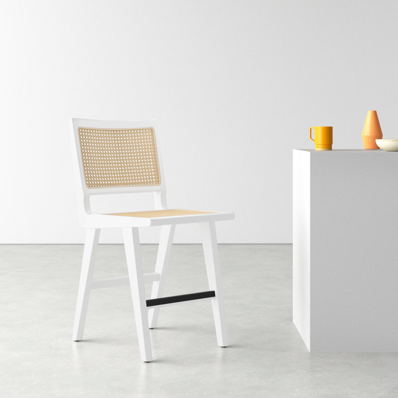 Atticus Cane Bar & Counter Stool, White, Counter Stool (23.2" Seat Height)