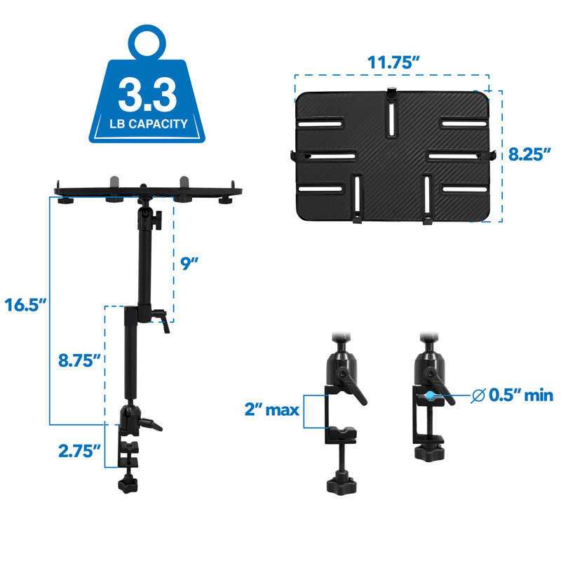 Mount-It Full Motion Wheelchair Tablet Holder and Mount with Clamps | Fits Most  6 to 14 in. Screens