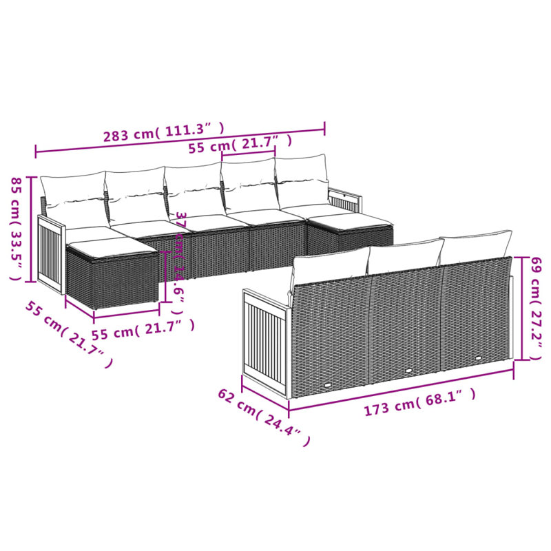 Ensemble de canapé de jardin Vidaxl