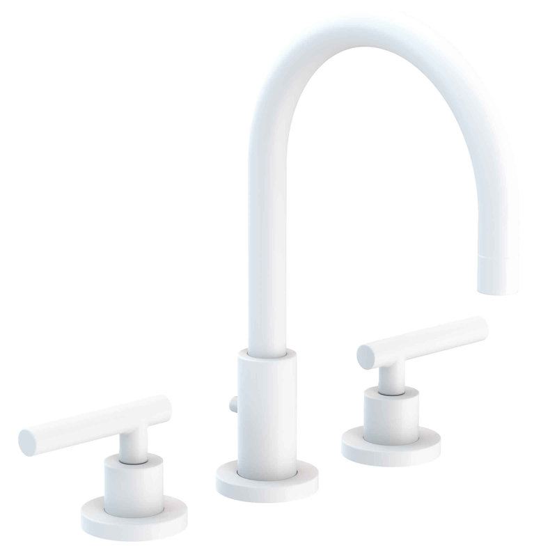 East Linear Widespread Bathroom Faucet with Drain Assembly, Matte White