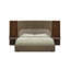 Lit en microfibre brun et beige Marcelino pour lit très grand Eastern Grain Wood
