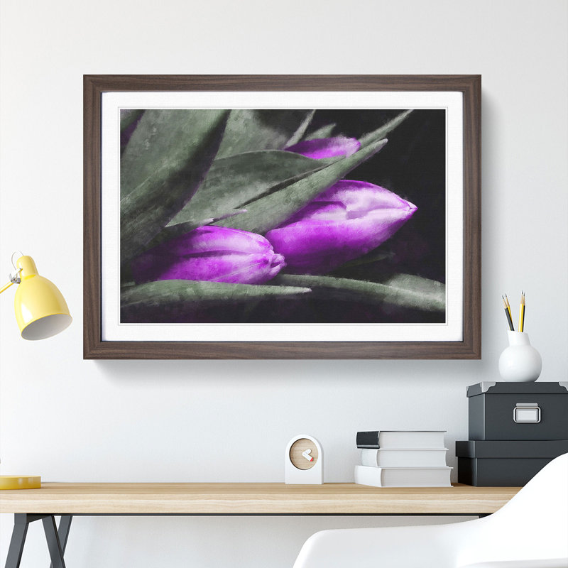Purple Tulip Flowers Vol.1 - Framed Print, 27cm H x 36cm W x 2cm D, Walnut Framed