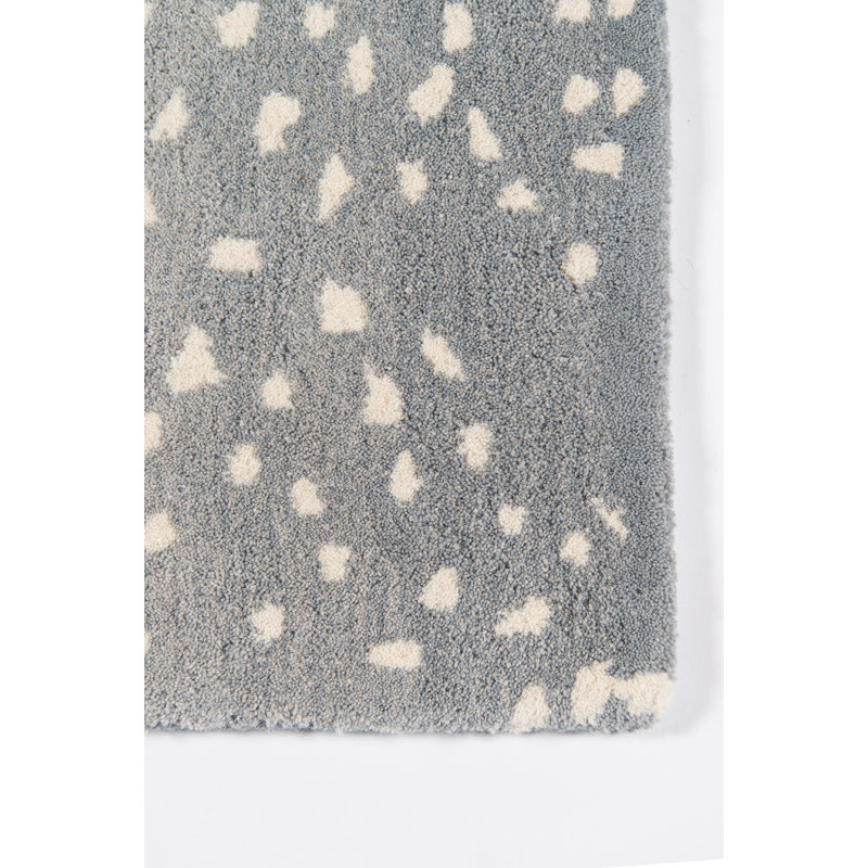 Woodland Animal Print Handmade Tufted Wool Gray/Blue Area Rug, Rectangle 10' x 14'