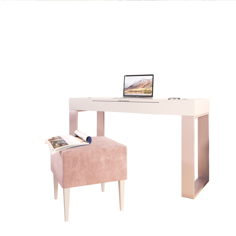 Ensemble de coiffeuse avec tabouret et miroir, Haute brillance