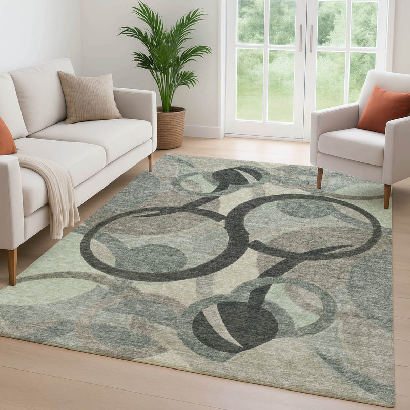 Premium Machine Washable Mayfield  geometric Rug, 5' x 7'6", Brown