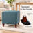 16.3" Square Polyester Upholstered Footstool with Solid Wood Legs-1502255811