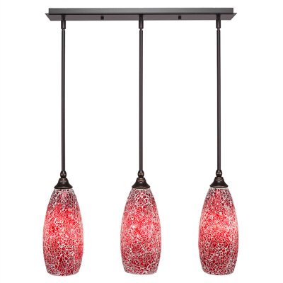 3 Light Stem Hung Linear Pendalier Shown With 5" Fusion Glass