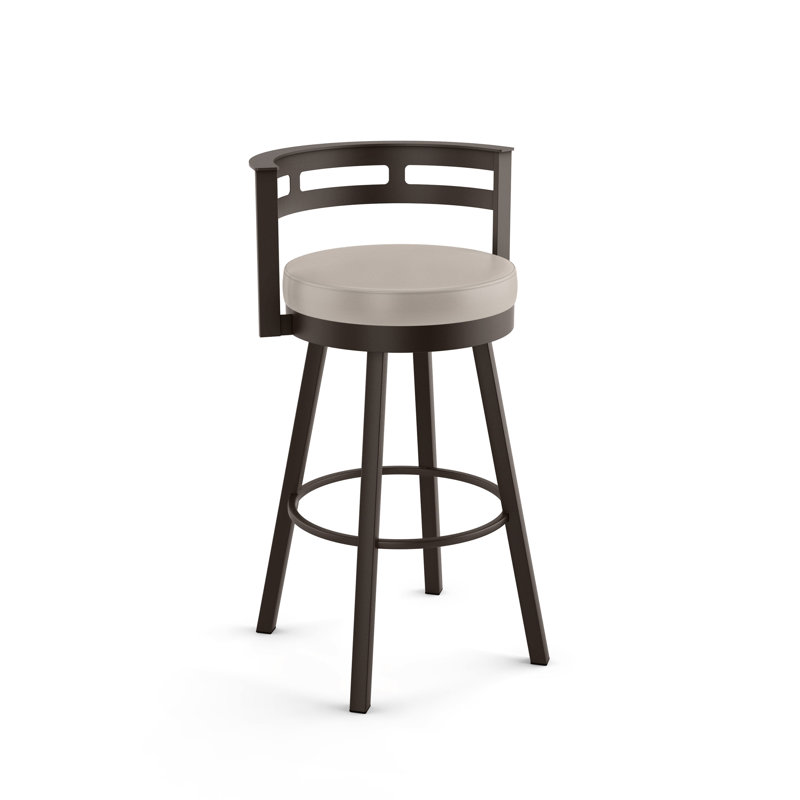 Tabouret de bar et de comptoir pivotant Brookford, Brun foncé texturé, Beige
