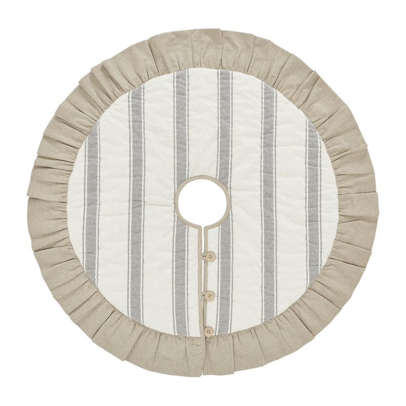 Grace Grain Sack Stripe 36" Round Tree Skirt with Ruffled Edge