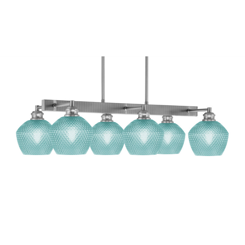 Barre d'éclairage 6 lumières Edge, Nickel brossé, Turquoise