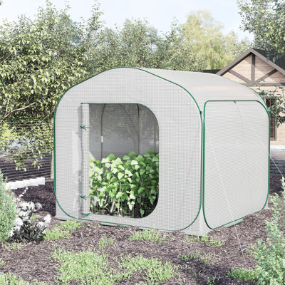 Mini serre de plain-pied, installation instantanée, pour fleurs, herbes, légumes, gaules, plantes grasses, serre blanche 7 pi x 7 pi x 6 pi, installation facile, blocage, plantes succulentes