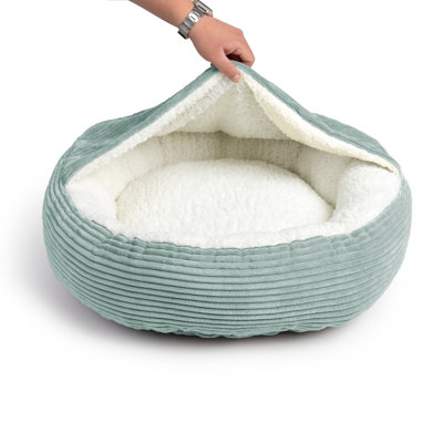 Round Blanket Bed With Corduroy Hoodie
