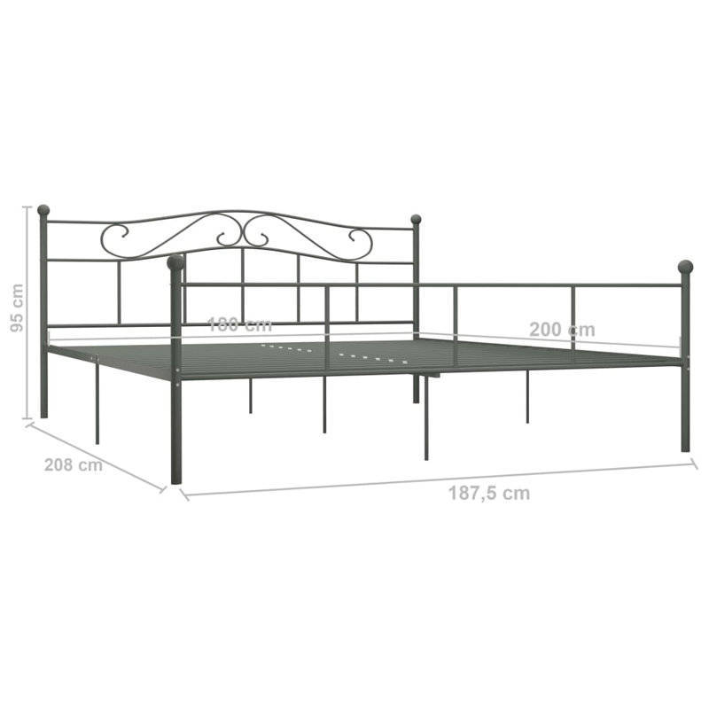 Vankirk Metal Bed, Grey, Super King (6')