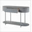 Table de canapé grise très brillante et chromée avec tablette inférieure