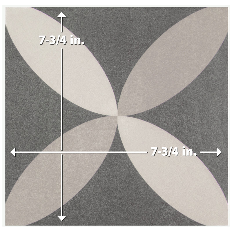 Twenties 8" x 8" Ceramic Patterned Wall & Floor Tile