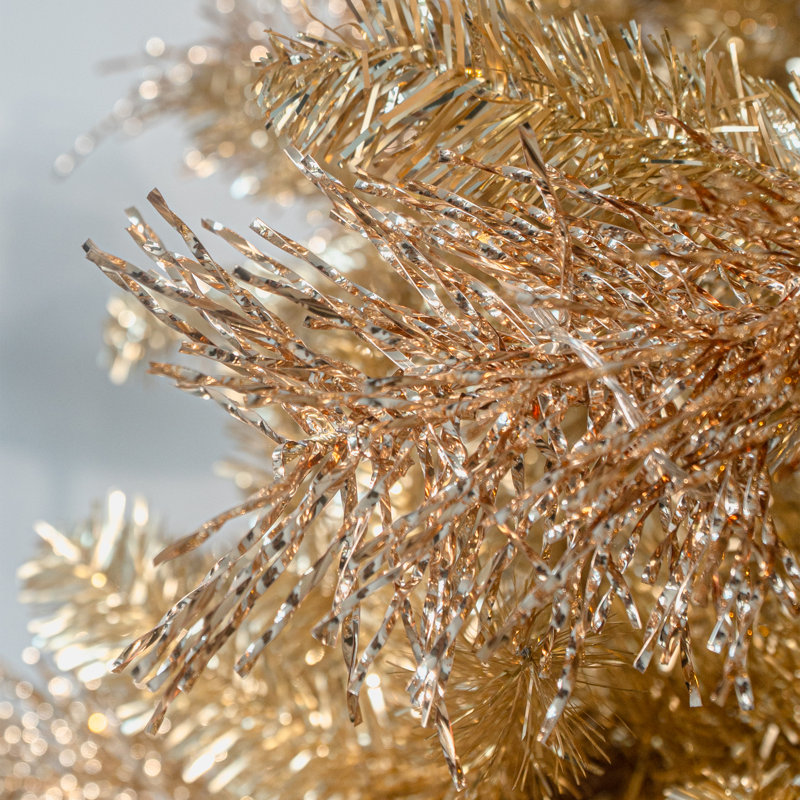 CHAMPAGNE TWISTED TINSEL - 7.5ft Christmas Tree with 8 Function Lights