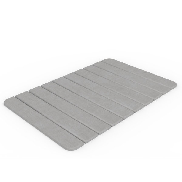 Tapis De Bain En Pierre Diatomite 60x39 Cm – Absorption Ultra-rapide, Antidérapant, Sec En 30 Secondes – Blanc/Gris - 4