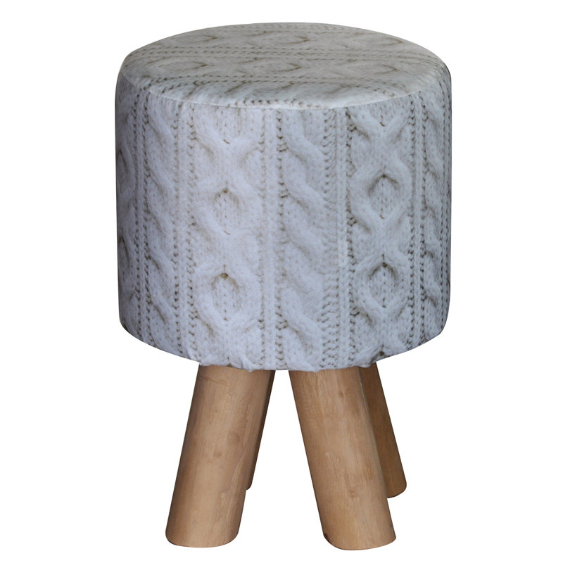 Solid + Manufactured Wood Accent Stool, Cream