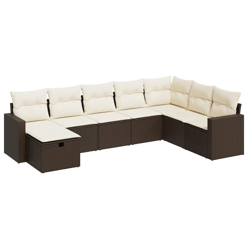  Ensemble de canapé de jardin en rotin PE grand et pieds réglables