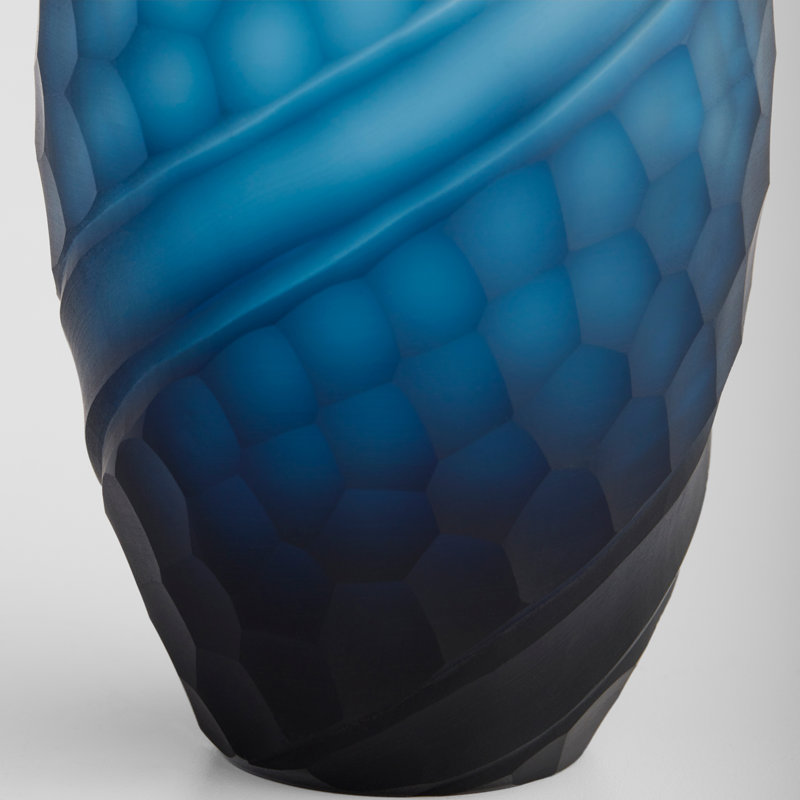 Solano Handmade Glass Table Vase, 11.25" H x 4.75" W x 4.75" D, Blue