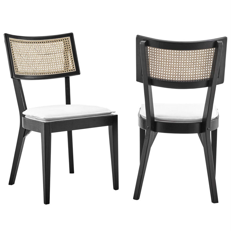 Modway Caledonia Wood Dining Chair Set of 2, White