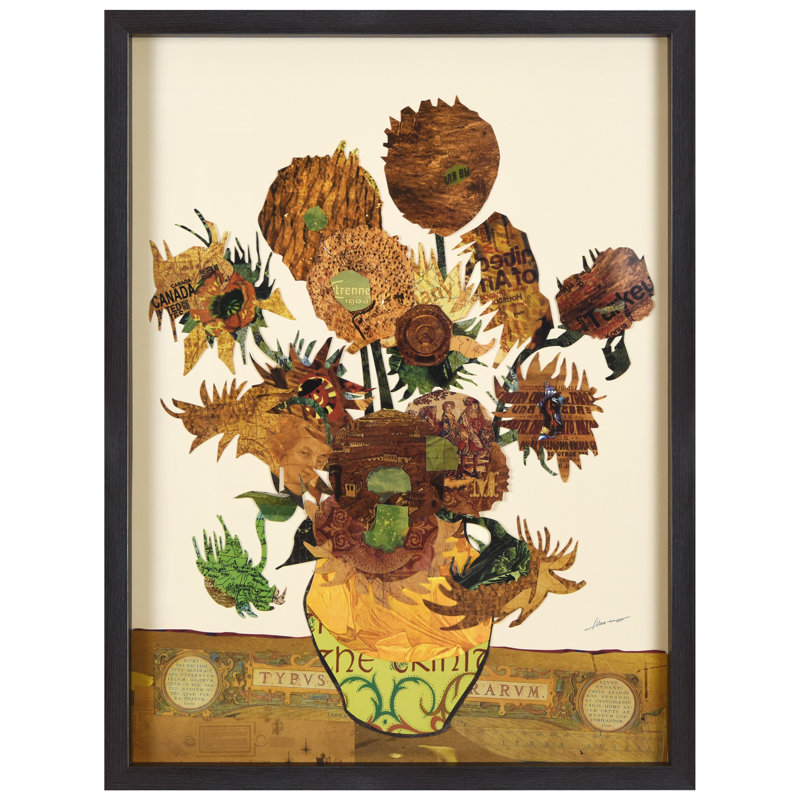 Sunflower Embrace Framed Collage Art