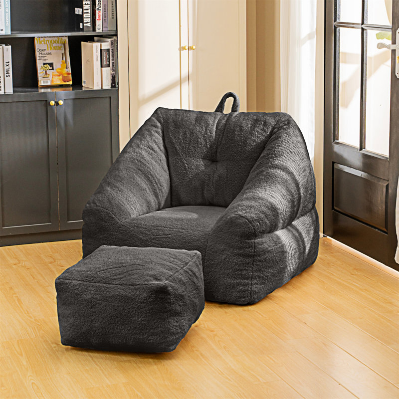 Fauteuil à billes avec rembourrage, Ours en peluche noir