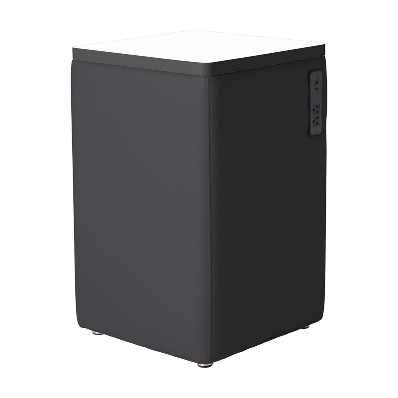 Pro Series Upholstered Square Ottoman Table with Tech Panel, Black