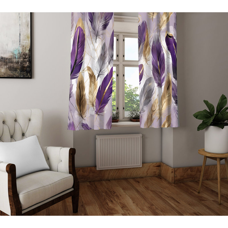 Paire de rideaux semi-transparents en polyester Arelyn, L 56 po x L 78 po