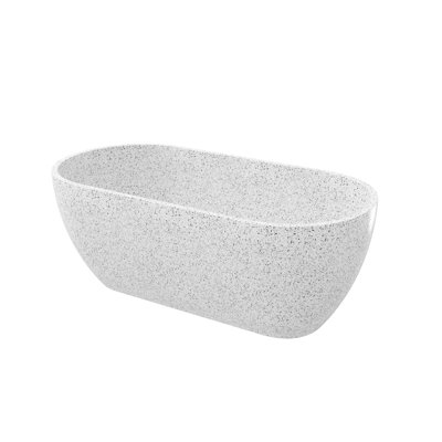 63'' Freestanding Solid Surface Soaking Terrazzo Bathtub with Overflow