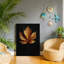 Feuille d'érable dorée, 20 po x 30 po, cadre mural en bois à l'arrière