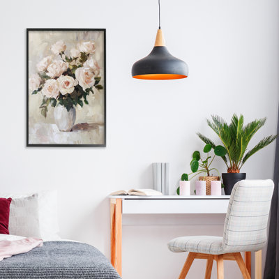 Roses pêche dans un vase à fleurs, estampe numérique, design par Petal Prints Design