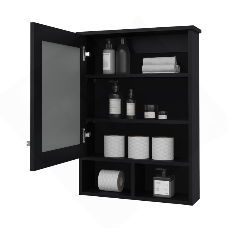 Pharmacie avec porte et miroir inclus, Noir