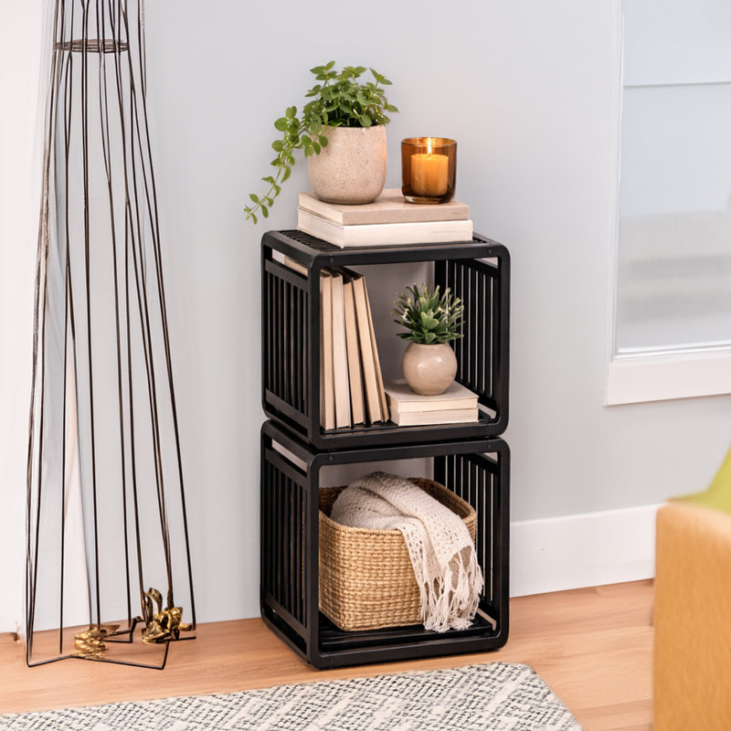 Organisateur de tablettes empilables en bambou Smart Kube, Noir, noir, noir, noir