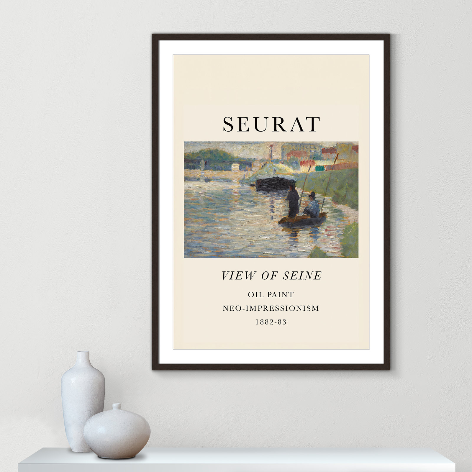 View Of Seine by Georges Seurat, Yes, 23" H x 17" W x 1.25" D, Walnut Single Picture Frame