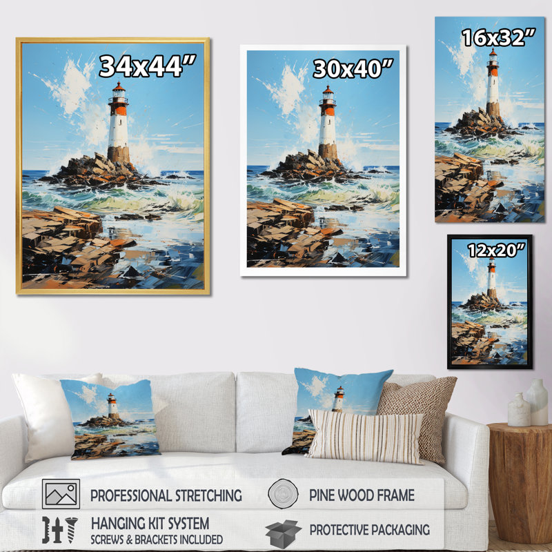 «Bassilly Lighthouses Coastal Solitude I», reproduction sur toile, H 20 po x l 12 po x P 1 po, Cadre photo noir