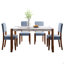 5-Piece Modern Dining Furniture Set, 4-Person Space-Saving Dinette for Kitchen, 46" Faux Marble Style Table and 4 Upholstered Chairs with Solid Rubberwood Legs