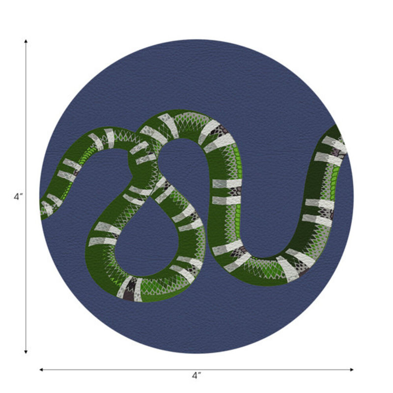 Sous-verres ronds en cuir Serpent, Bleu