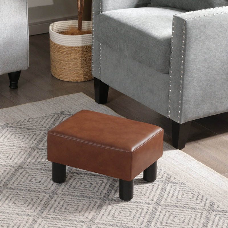 Flannel Small Footstool Ottoman For Footrest, Modern Rectangle Step Stool Extra Seating With Non-Skid Plastic Legs For Living Room, Couch, Entryway