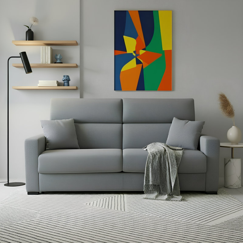 Bellinda Italian 81" Modern Stain and Abrasion Resistant Performance Fabric Queen Size Sleeper Square Arm Sofa Bed with Adjustable Headrests