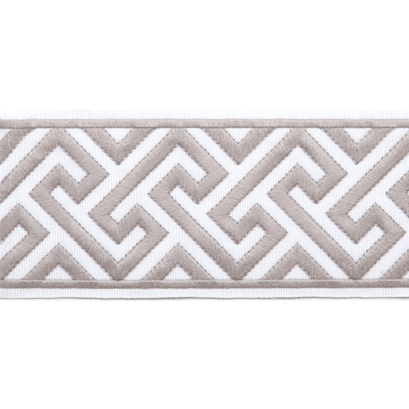 Tissu à bordure en ruban, Beige / Blanc