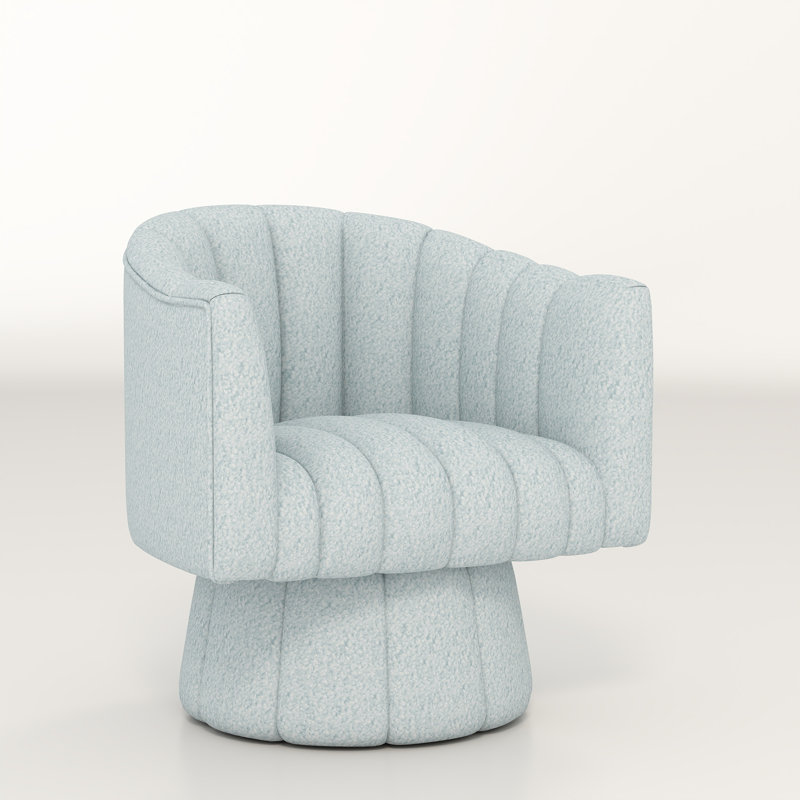 Murrow Upholstered Swivel Barrel Chair, Blue Teddy