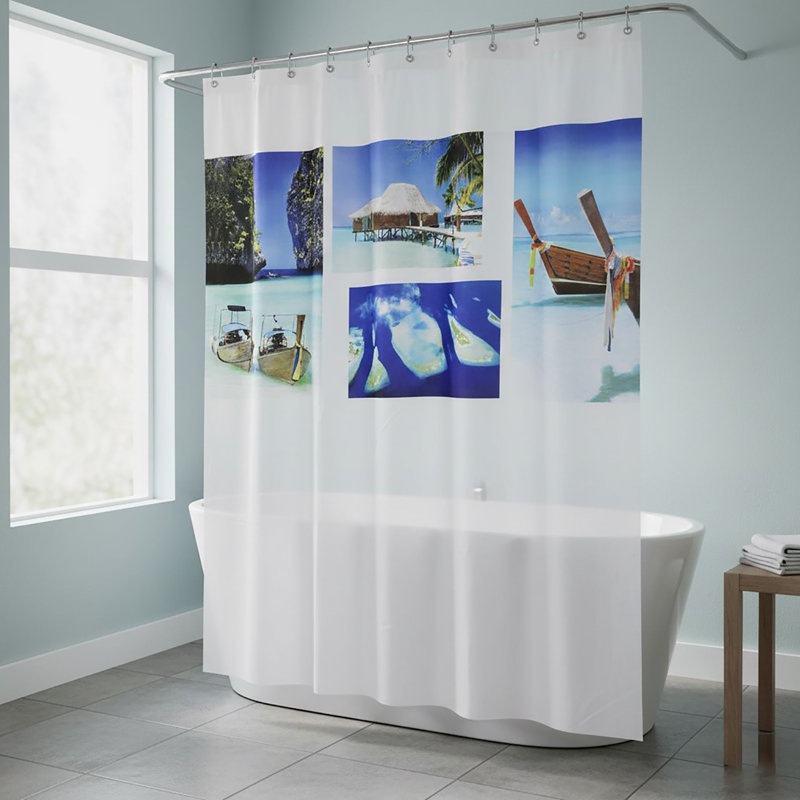 Paradise Beach Extra Long Shower Curtain Polyester